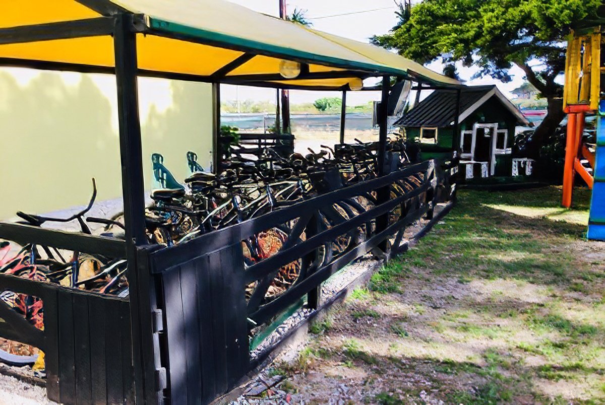 Patio con parrilla del apart hotel en Costa del Este